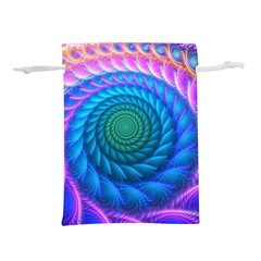 Peacock Feather Fractal Lightweight Drawstring Pouch (m) by Wav3s