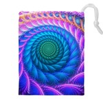 Peacock Feather Fractal Drawstring Pouch (5XL) Front