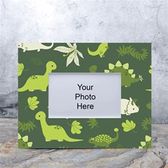 Cute Dinosaur Pattern White Tabletop Photo Frame 4 x6  by Wav3s