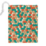 Multicolored Honeycomb Colorful Abstract Geometry Drawstring Pouch (5XL) Back