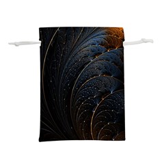 Abstract Dark Shine Structure Fractal Golden Lightweight Drawstring Pouch (l) by Vaneshop