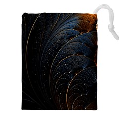 Abstract Dark Shine Structure Fractal Golden Drawstring Pouch (5xl) by Vaneshop