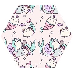 Cartoon Cat Cute Animal Design Drawing Illustration Kawaii Wooden Puzzle Hexagon by Grandong