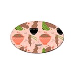 Doodle Yakisoba Seamless Pattern Background Cartoon Japanese Street Food Sticker Oval (100 pack) Front