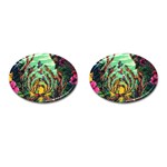 Monkey Tiger Bird Parrot Forest Jungle Style Cufflinks (Oval) Front(Pair)
