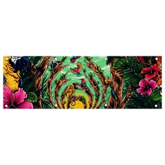 Monkey Tiger Bird Parrot Forest Jungle Style Banner And Sign 9  X 3  by Grandong