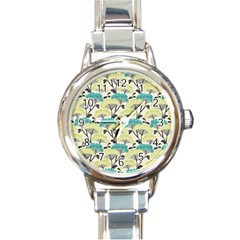 Flora Nature Color Japanese Patterns Round Italian Charm Watch by Cowasu