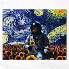 Starry Surreal Psychedelic Astronaut Space Rectangular Jigsaw Puzzl by Cowasu
