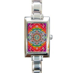 Mandalas Psychedelic Rectangle Italian Charm Watch by Cowasu