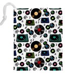 Records Vinyl Seamless Background Drawstring Pouch (4XL) Back