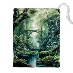 River Forest Wood Nature Drawstring Pouch (4xl) by Ndabl3x
