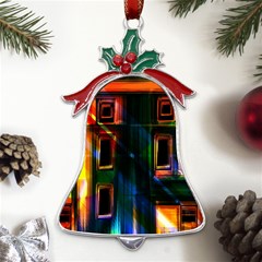 Architecture City Homes Window Metal Holly Leaf Bell Ornament by Amaryn4rt