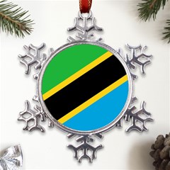 Flag Of Tanzania Metal Large Snowflake Ornament by Amaryn4rt