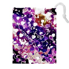 Paint Texture Purple Watercolor Drawstring Pouch (5xl) by Simbadda