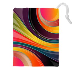 Abstract Colorful Background Wavy Drawstring Pouch (5xl) by Simbadda