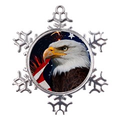 Fourth Of July Independence Day Usa American Pride Metal Large Snowflake Ornament by Ravend