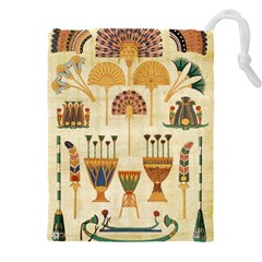 Egyptian Paper Papyrus Hieroglyphs Drawstring Pouch (4xl) by Vaneshop
