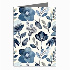 Indigo-watercolor-floral-seamless-pattern Greeting Cards (pkg Of 8) by uniart180623