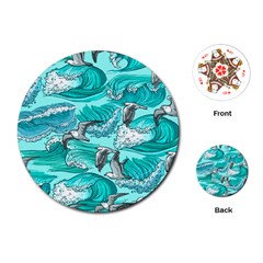 Sea-waves-seamless-pattern Playing Cards Single Design (round) by uniart180623