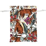 Natural-seamless-pattern-with-tiger-blooming-orchid Lightweight Drawstring Pouch (XL) Front