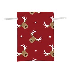 Cute-reindeer-head-with-star-red-background Lightweight Drawstring Pouch (s) by uniart180623