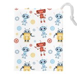 Cute-cartoon-robots-seamless-pattern Drawstring Pouch (5XL) Front