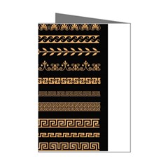 Set-antique-greek-borders-seamless-ornaments-golden-color-black-background-flat-style-greece-concept Mini Greeting Cards (pkg Of 8) by uniart180623