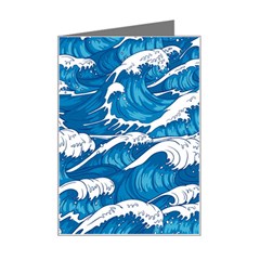 Storm-waves-seamless-pattern-raging-ocean-water-sea-wave-vintage-japanese-storms-print-illustration- Mini Greeting Card by uniart180623