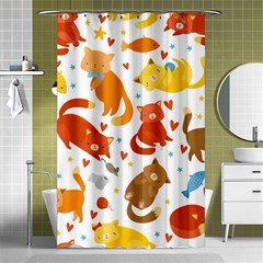 Seamless Pattern With Kittens White Background Shower Curtain 48  X 72  (small)  by uniart180623