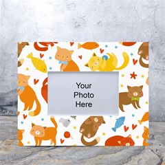 Seamless Pattern With Kittens White Background White Tabletop Photo Frame 4 x6  by uniart180623