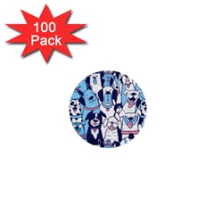 Dogs Seamless Pattern 1  Mini Buttons (100 Pack)  by uniart180623