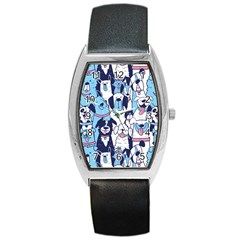 Dogs Seamless Pattern Barrel Style Metal Watch by uniart180623