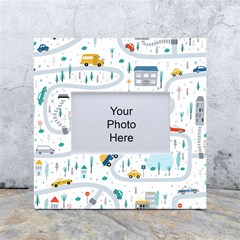 Cute-children-s-seamless-pattern-with-cars-road-park-houses-white-background-illustration-town White Box Photo Frame 4  X 6  by uniart180623