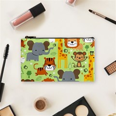 Seamless-pattern-vector-with-animals-wildlife-cartoon Cosmetic Bag (small) by uniart180623
