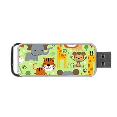 Seamless-pattern-vector-with-animals-wildlife-cartoon Portable Usb Flash (two Sides) by uniart180623