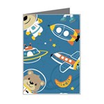 Seamless-pattern-funny-astronaut-outer-space-transportation Mini Greeting Card Left