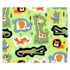 Seamless-pattern-with-wildlife-animals-cartoon Premium Plush Fleece Blanket (small) by uniart180623