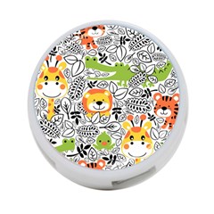 Seamless-pattern-with-wildlife-cartoon 4-port Usb Hub (one Side) by uniart180623