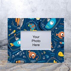 Seamless-pattern-vector-submarine-with-sea-animals-cartoon White Tabletop Photo Frame 4 x6  by uniart180623