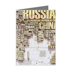 3d Typography World Map Mini Greeting Card by uniart180623