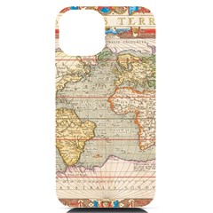 Old World Map Of Continents The Earth Vintage Retro Iphone 14 Black Uv Print Case by uniart180623