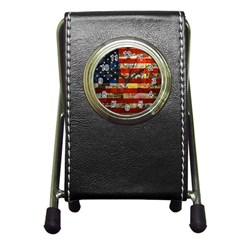 Usa Flag United States Pen Holder Desk Clock by uniart180623