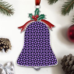 Mazipoodles Purple Donuts Polka Dot  Metal Holly Leaf Bell Ornament by Mazipoodles