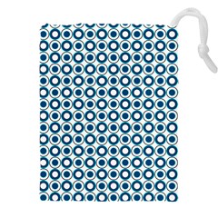 Mazipoodles Dusty Duck Egg Blue White Donuts Polka Dot Drawstring Pouch (5xl) by Mazipoodles
