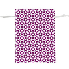 Mazipoodles Magenta White Donuts Polka Dot Lightweight Drawstring Pouch (xl) by Mazipoodles