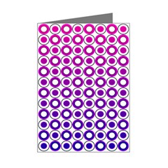 Mazipoodles Pink Purple White Gradient Donuts Polka Dot  Mini Greeting Card by Mazipoodles