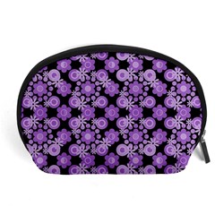 Bitesize Flowers Pearls And Donuts Lilac Black Accessory Pouch (large) by Mazipoodles
