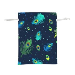 Blue Background Pattern Feather Peacock Lightweight Drawstring Pouch (s) by uniart180623