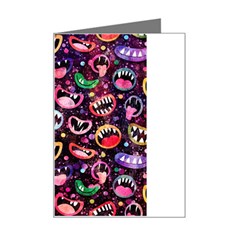 Funny Monster Mouths Mini Greeting Card by uniart180623
