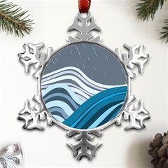 Waves Ink Abstract Texture Art Metal Small Snowflake Ornament by uniart180623